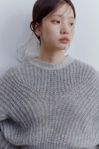 Furry Misty Gray Wool Top