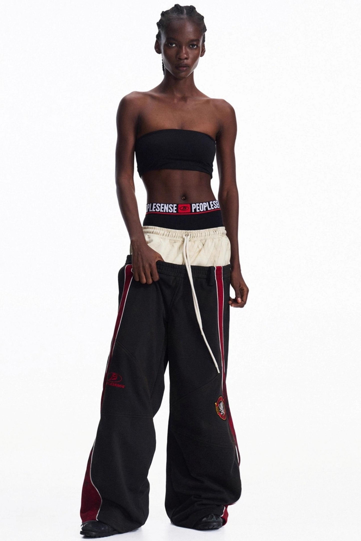 Racing Contrast Wide-Leg Trousers