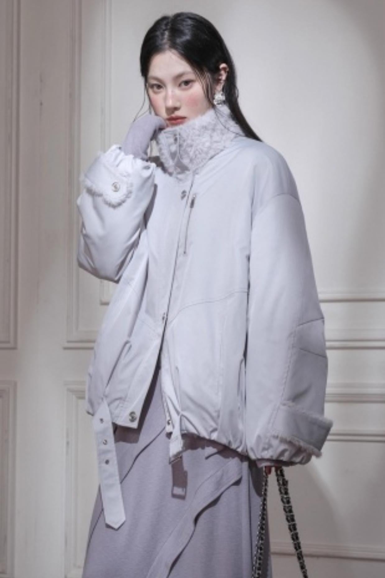 Gray Taro Tie-Dye Top Skirt Set