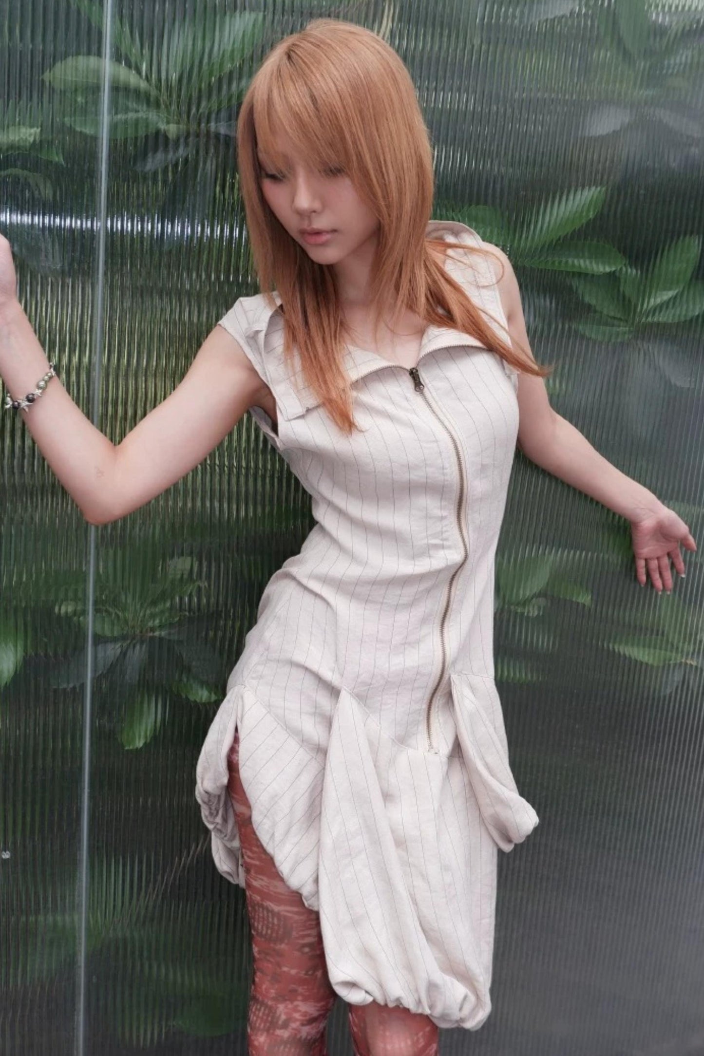 Striped Asymmetrical Deconstructed Dress