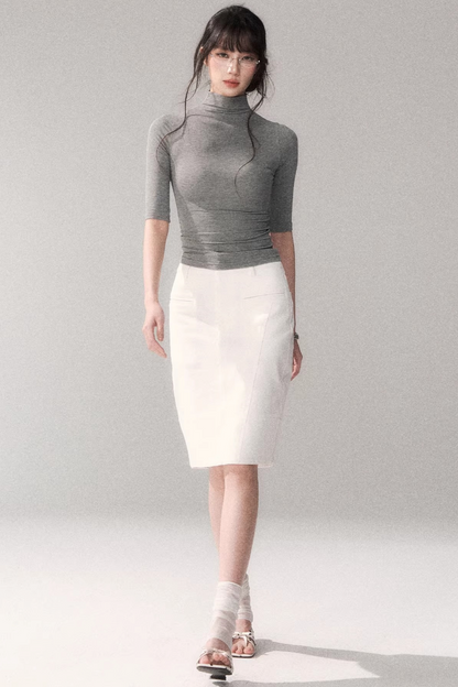 Cotton High-Waisted Midi Skirt