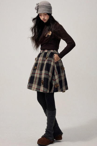 Detachable Corsage Turtleneck Sweater