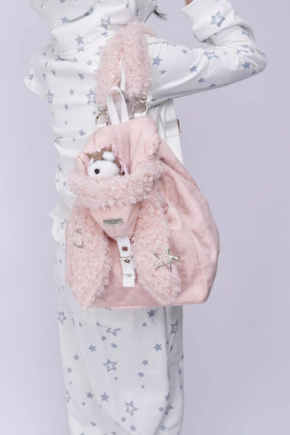 Cute Furry Rabbit Ear Backpack