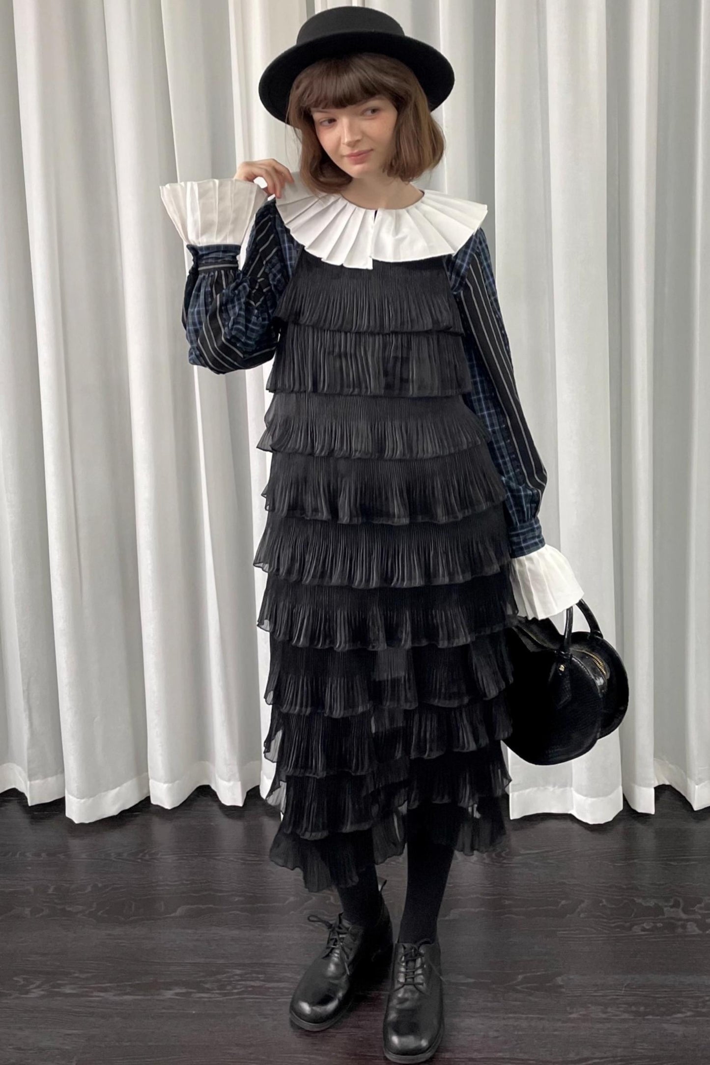 Black Pleated Slip Dress