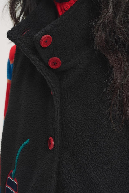 Hand-Painted Cherry Applique Vest Jacket