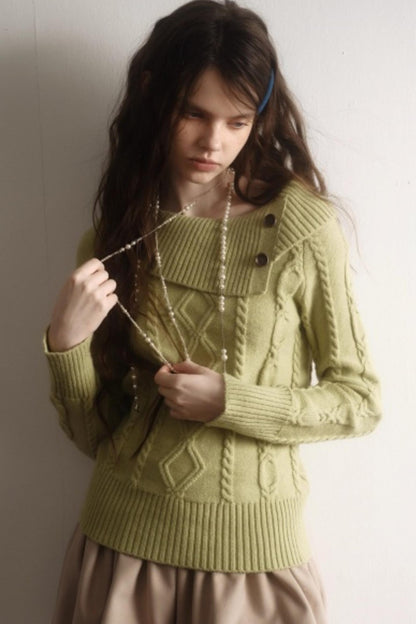 Artist Original Wool Off-Shoulder Sweater