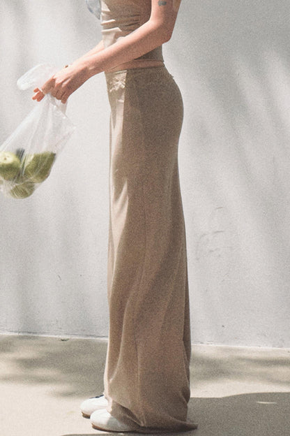 Lace-Trimmed High Waist Skirt