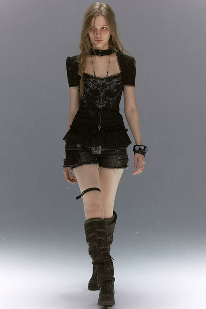 Gothic Lace Ruffled Vest
