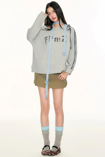 One-Line Letter Patch Sweatshirt