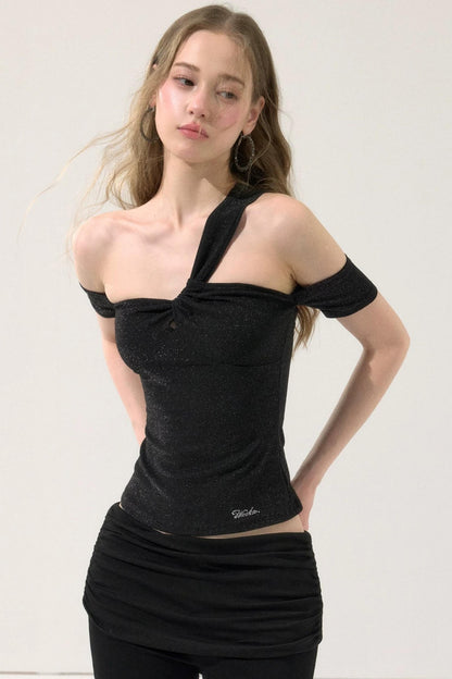 Slim-Fit Halter Off-Shoulder Top