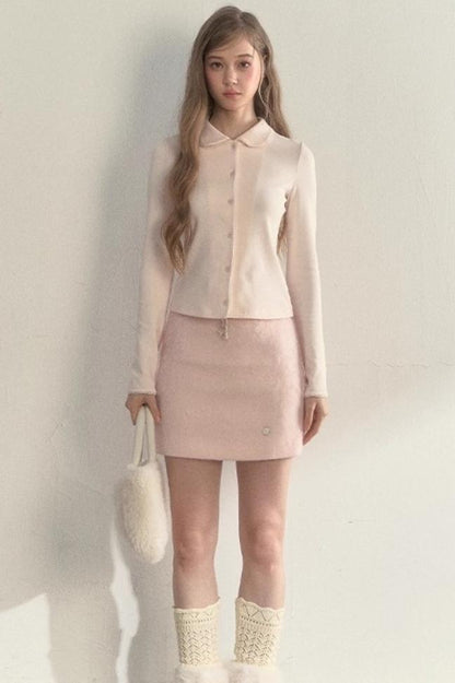 Pink and Gray Doll Collar Top