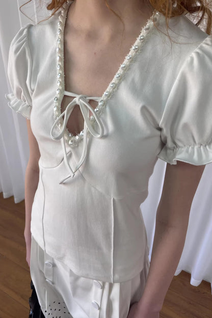 Slimming Tie-Neck Knit Top