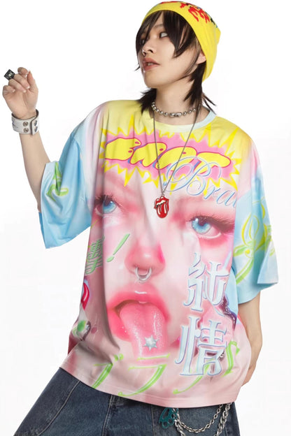 Dopamine Print Oversized T-Shirt