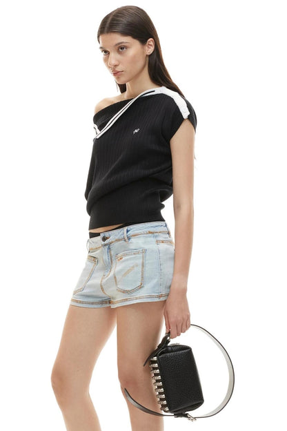 Acetate Wool Asymmetrical Top