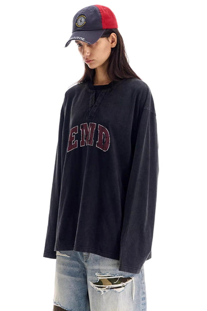 Washed Double Collar T-Shirt