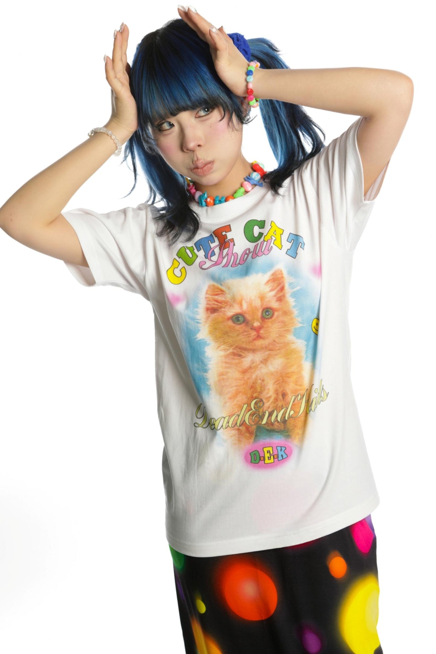 Cute Cat & Dog Print Slim Shoulder T-Shirt