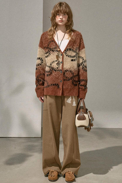 Gradient Knitted Loose Cardigan