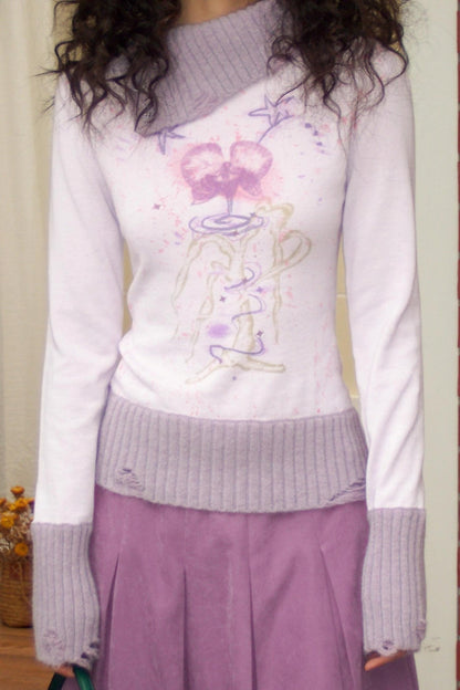 Flowers in Bloom Purple Sweater
