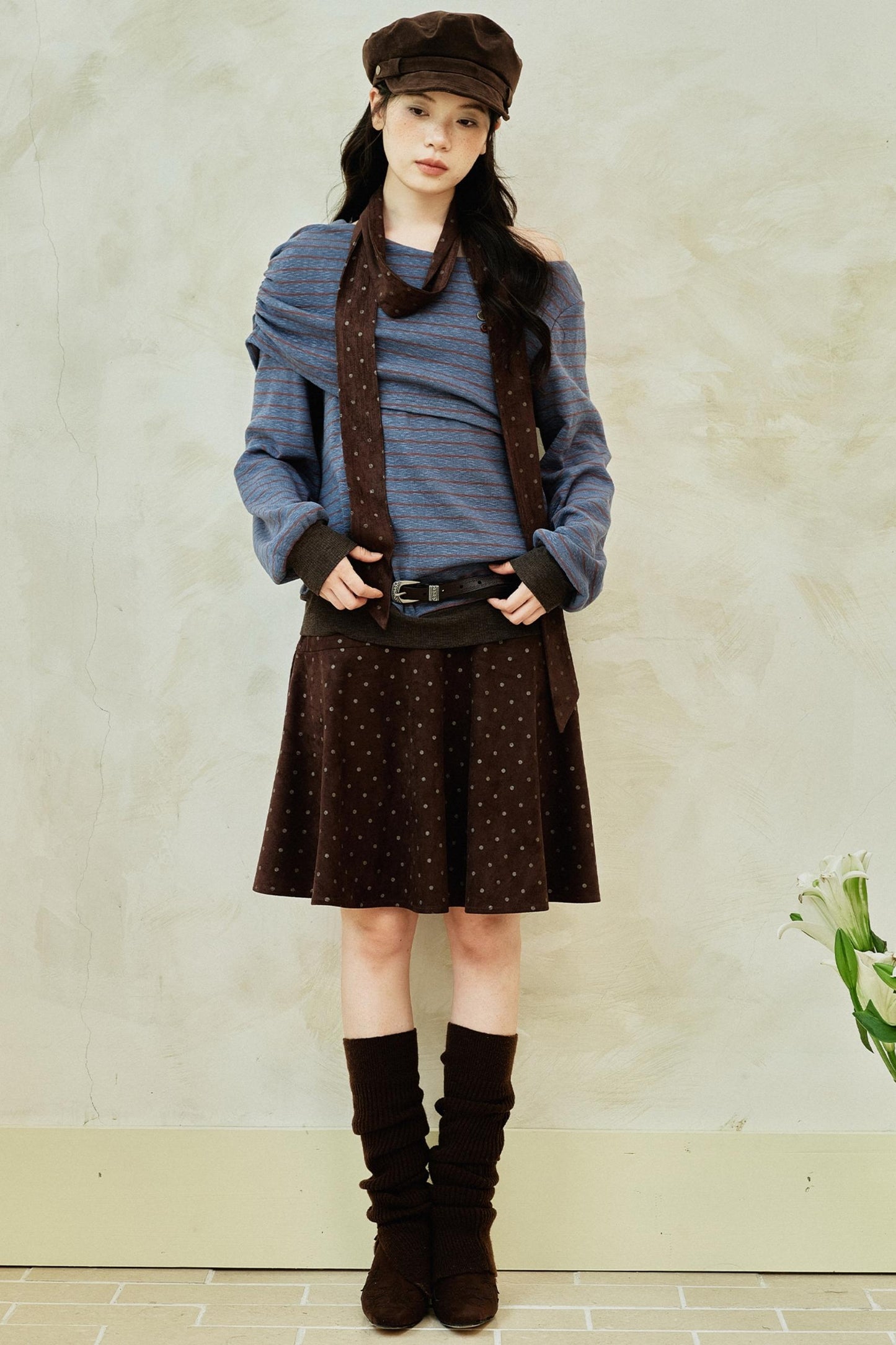 Retro Striped Off-Shoulder Top