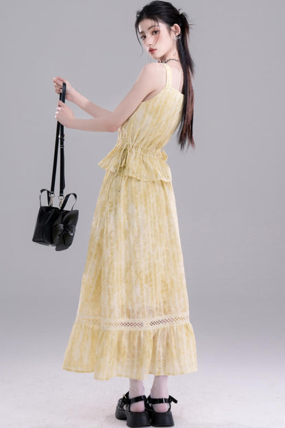 Sandalwood Drawstring Ensemble Skirt Set-Up