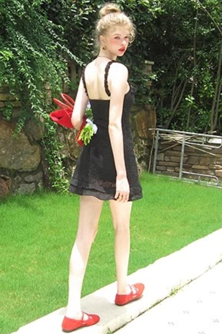 Ruffled Lace A-line Slip Dress