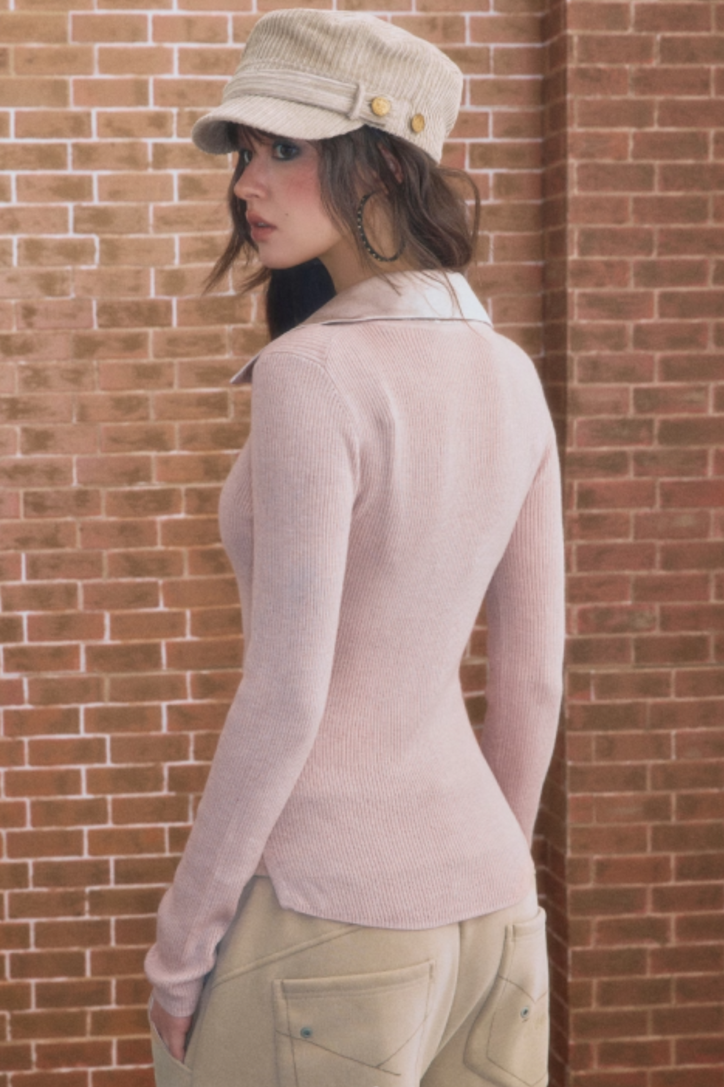 Fake Two-Patchwork Lapel Knit Top