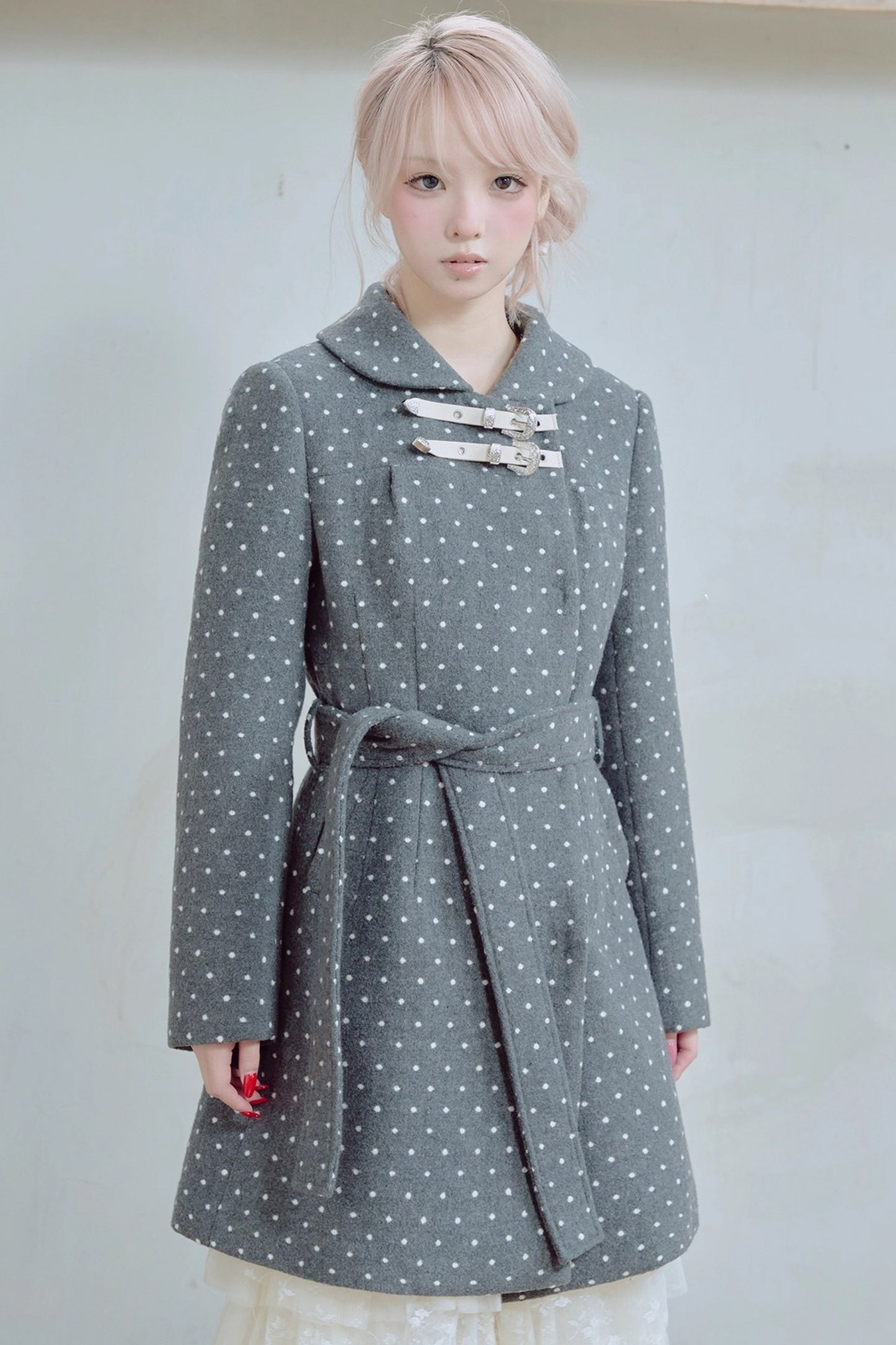 Retro Polka Dot Woolen Coat