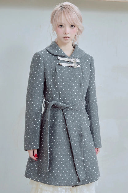 Retro Polka Dot Woolen Coat