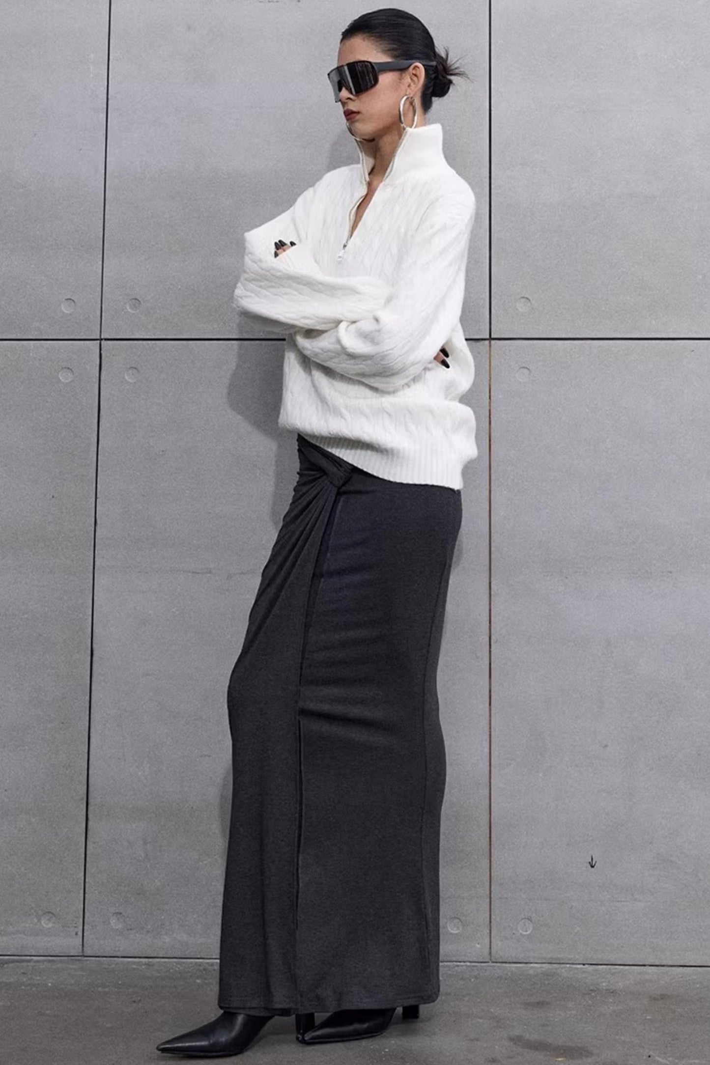 Three-Dimensional Cable Knit Sweater