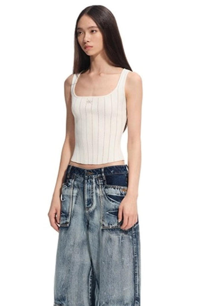 Hollow Knitted Slimming Camisole Top