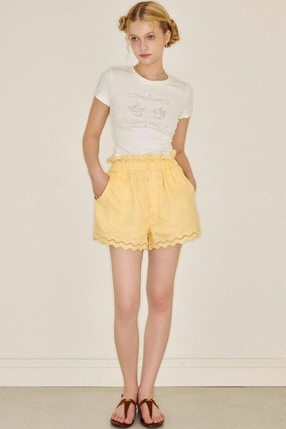 Lace Ensemble Shirt And Shorts Set-Up