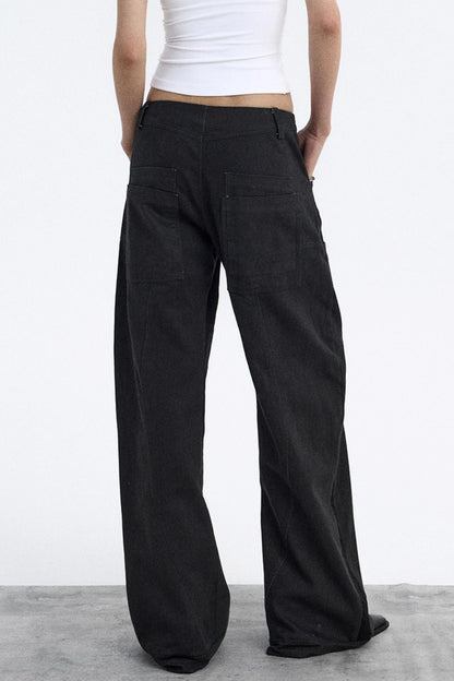 Deconstructed Matte Black Cargo Pants