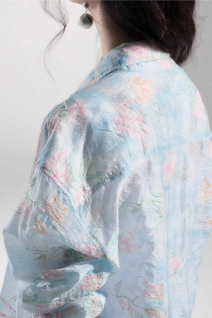 Resort Sunscreen Embroidery Shirt