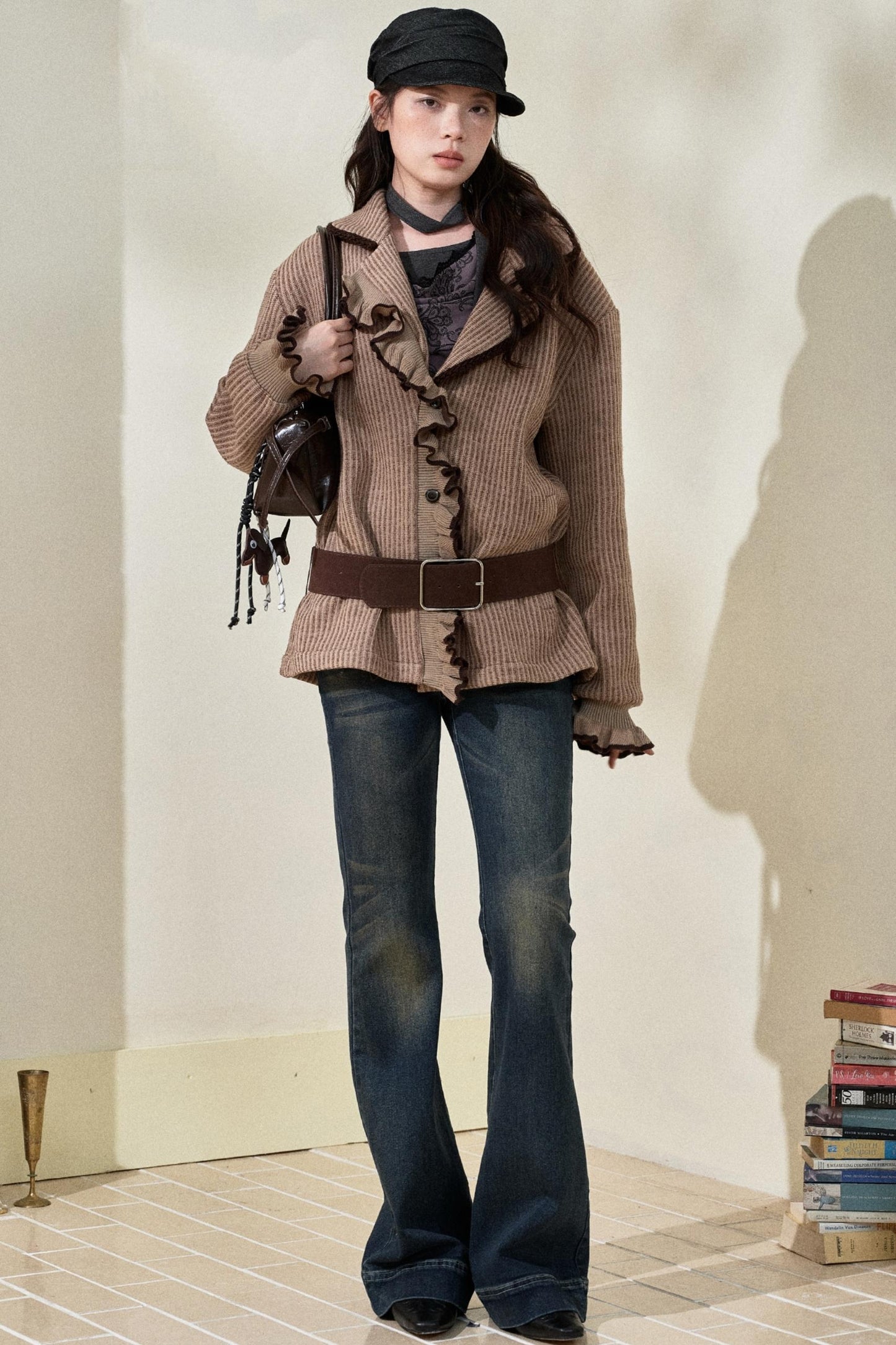 Original Striped Fleece Knitted Jacket