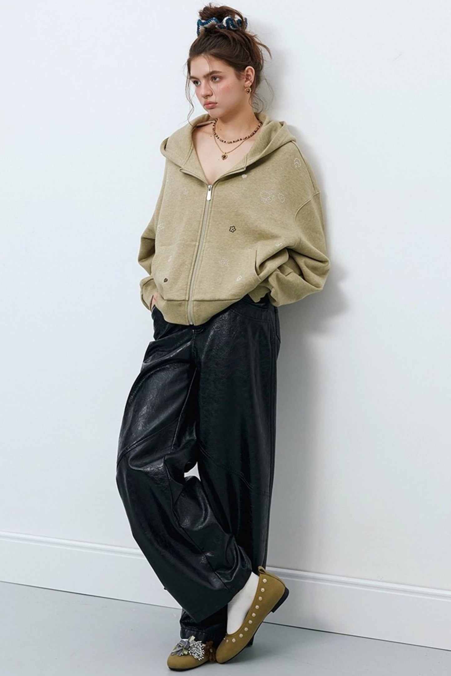 Slim Straight Leather Pants