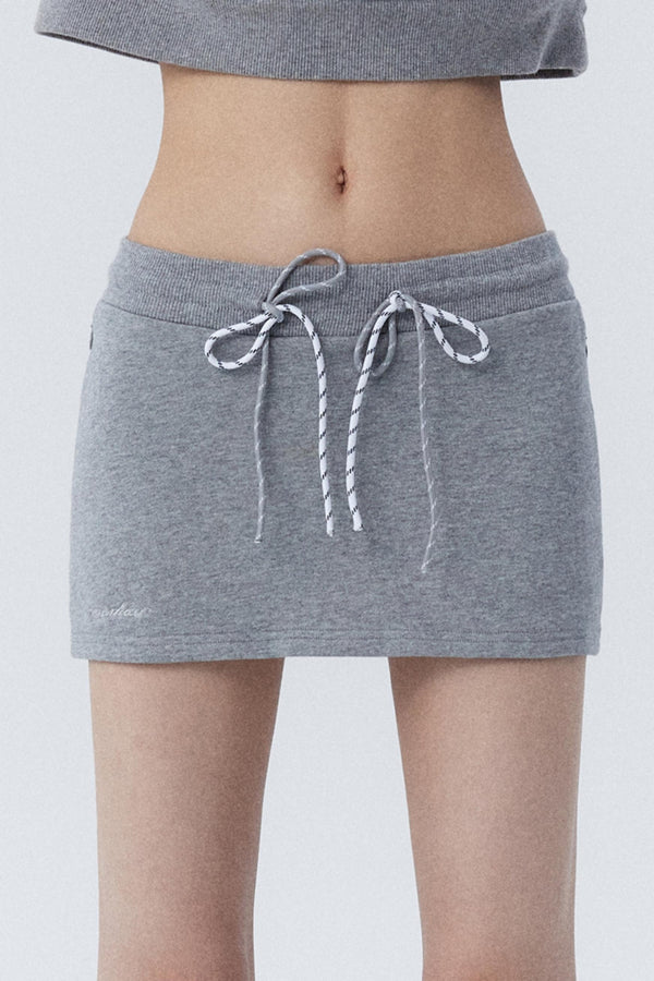 Gray & White Embroidered Skirt