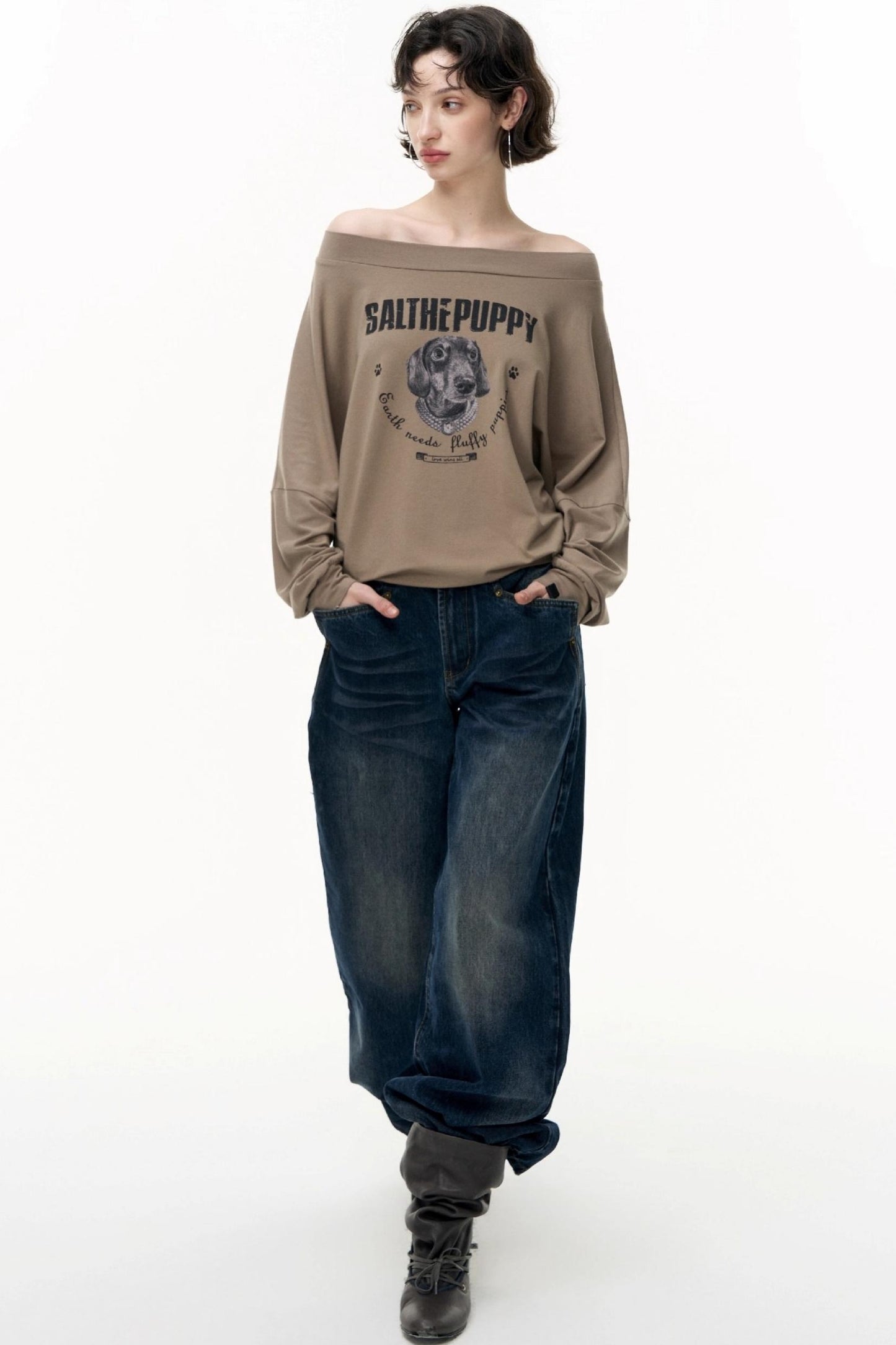 Loose Straight Wide-Leg Scimitar Jeans