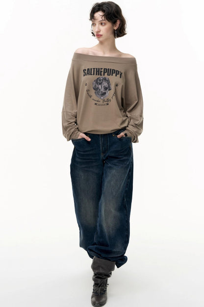 Loose Straight Wide-Leg Scimitar Jeans