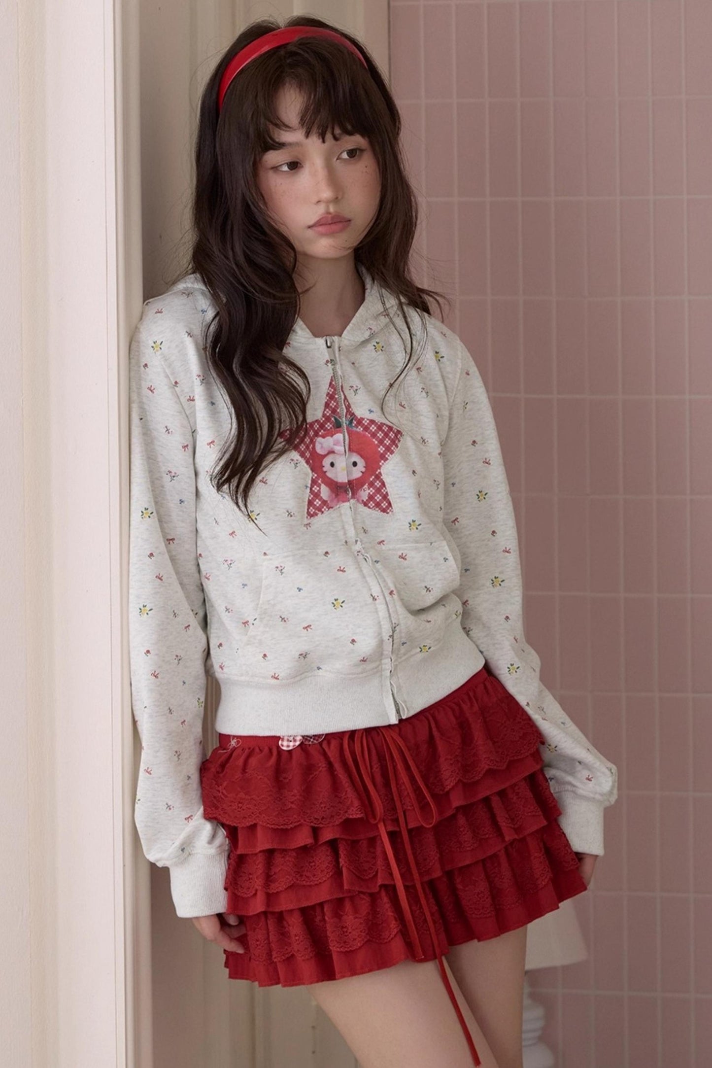 Elegant Red Lace Cake Skirt