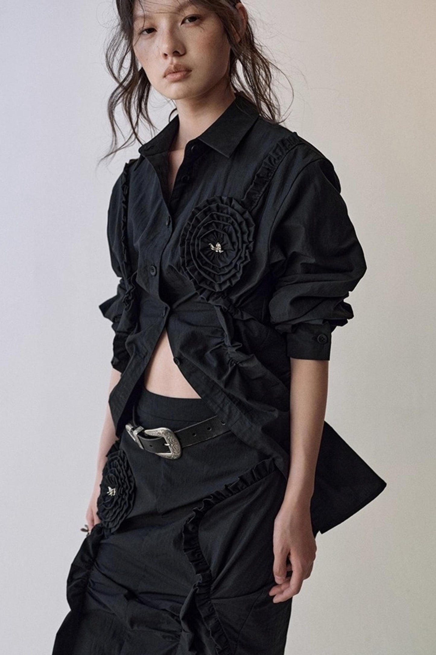 Petal Plaid Flower Shirt Set-Up