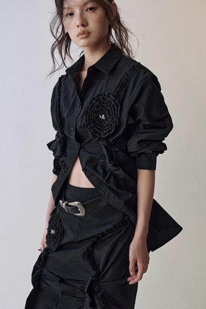 Petal Plaid Flower Shirt Set-Up