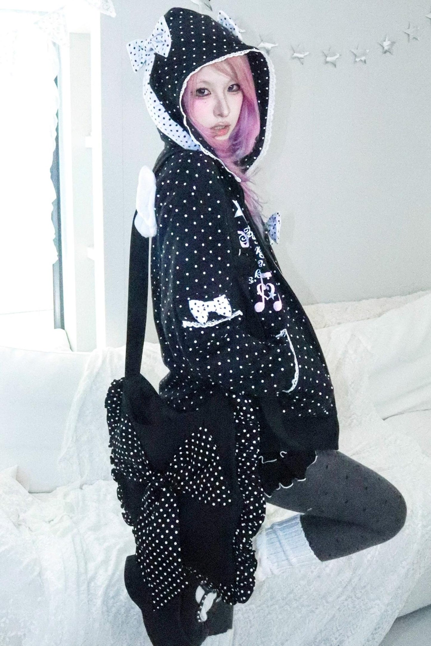 Velvet Polka Dot Sweatshirt