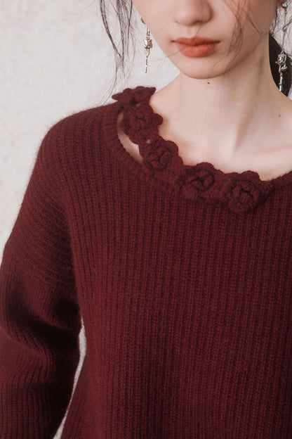 Elegant Red Knit Pullover