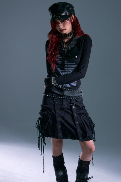 Raw Edge Puffy Bud Skirt