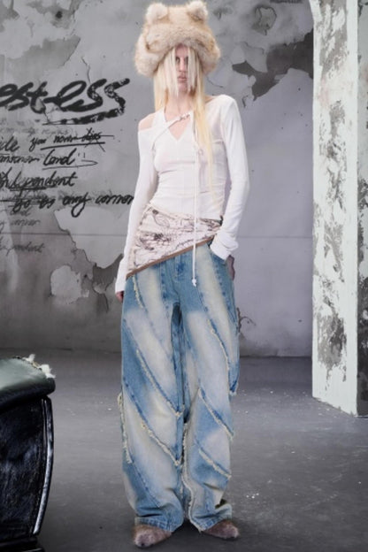 Off-The-Shoulder Beaded Lace-Up Base Top