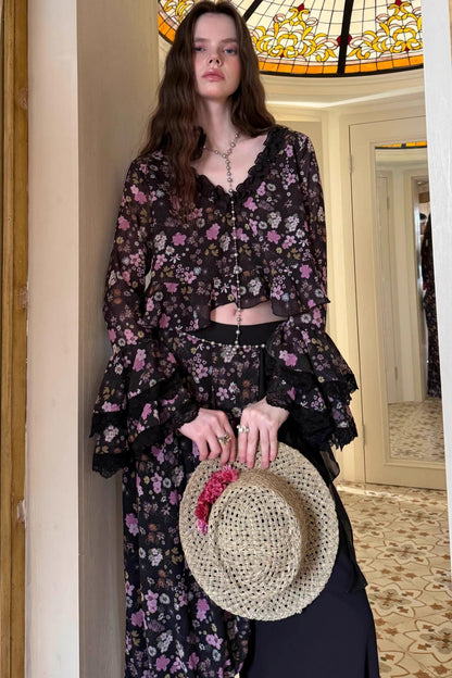 Dark Night Floral Shirt Set-Up