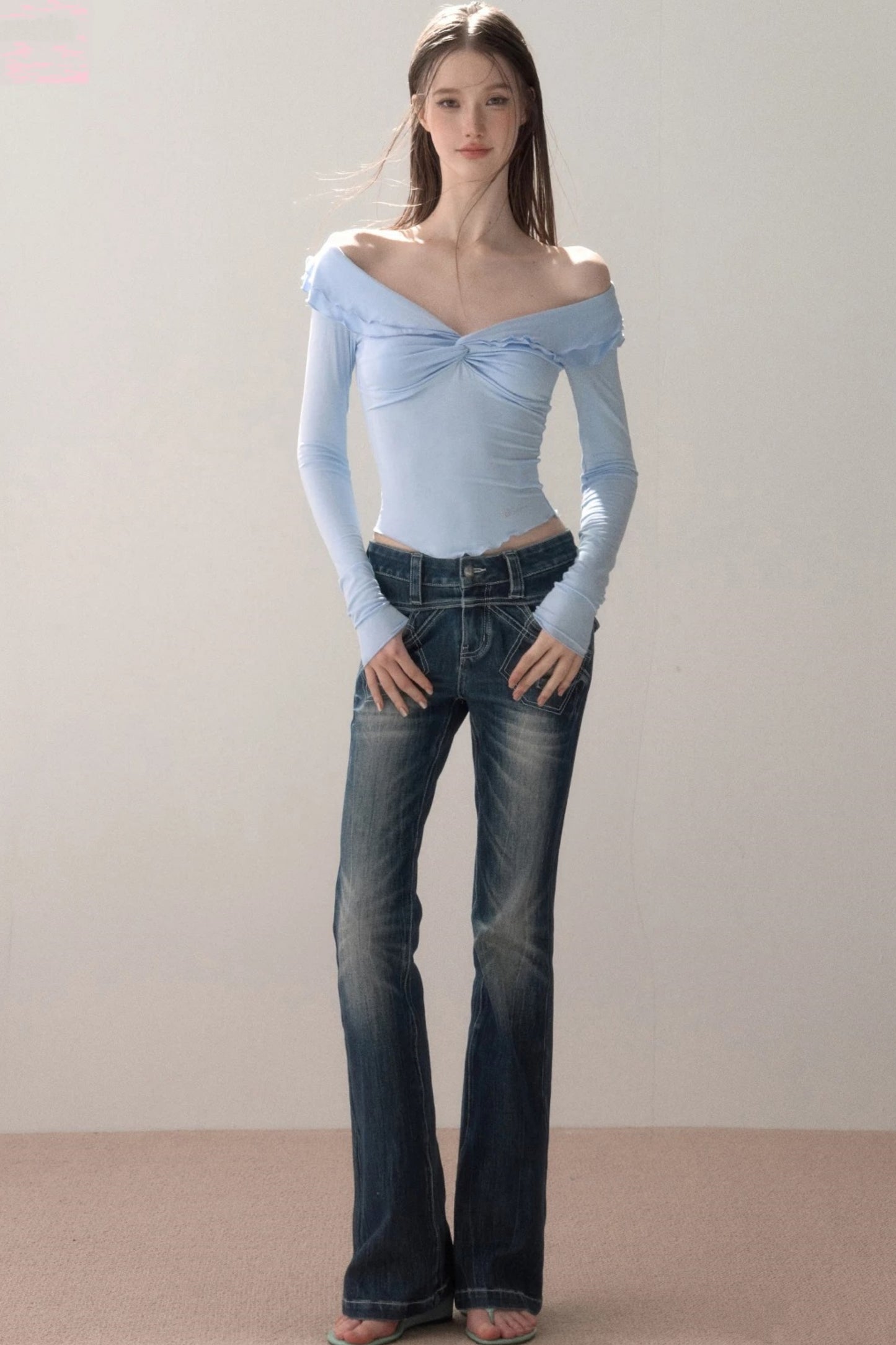 Topstitch Gradient Skinny Jeans