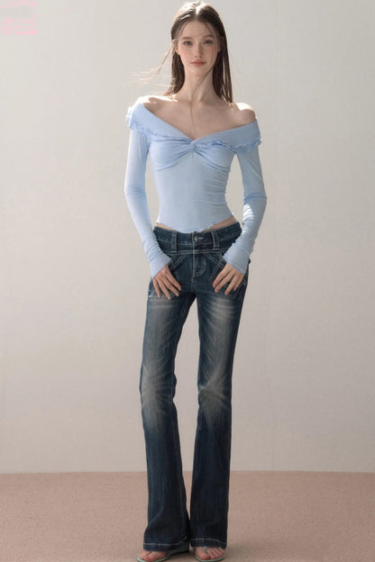 Topstitch Gradient Skinny Jeans