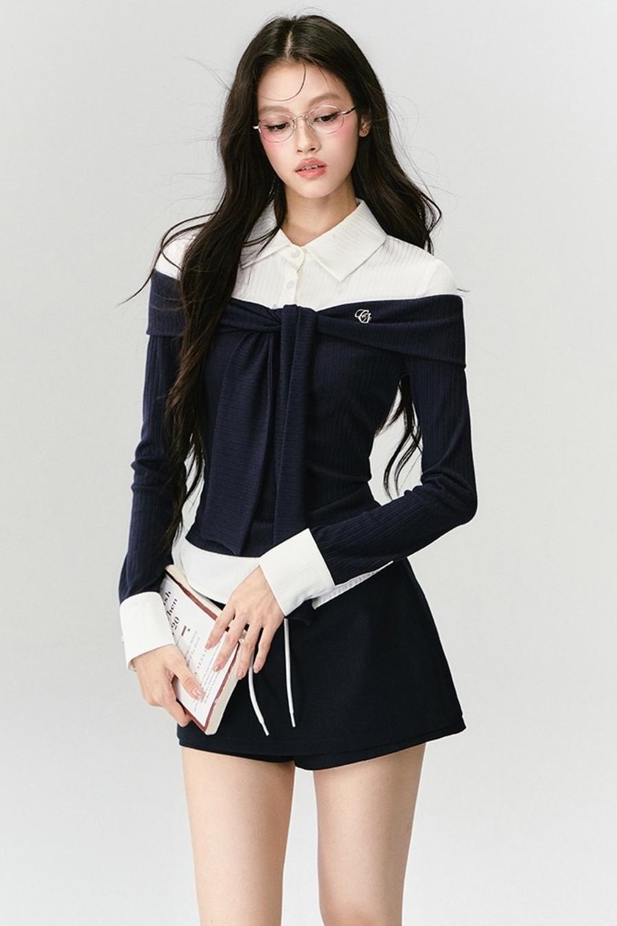 Knit Long Sleeve Slimming Top Set-Up