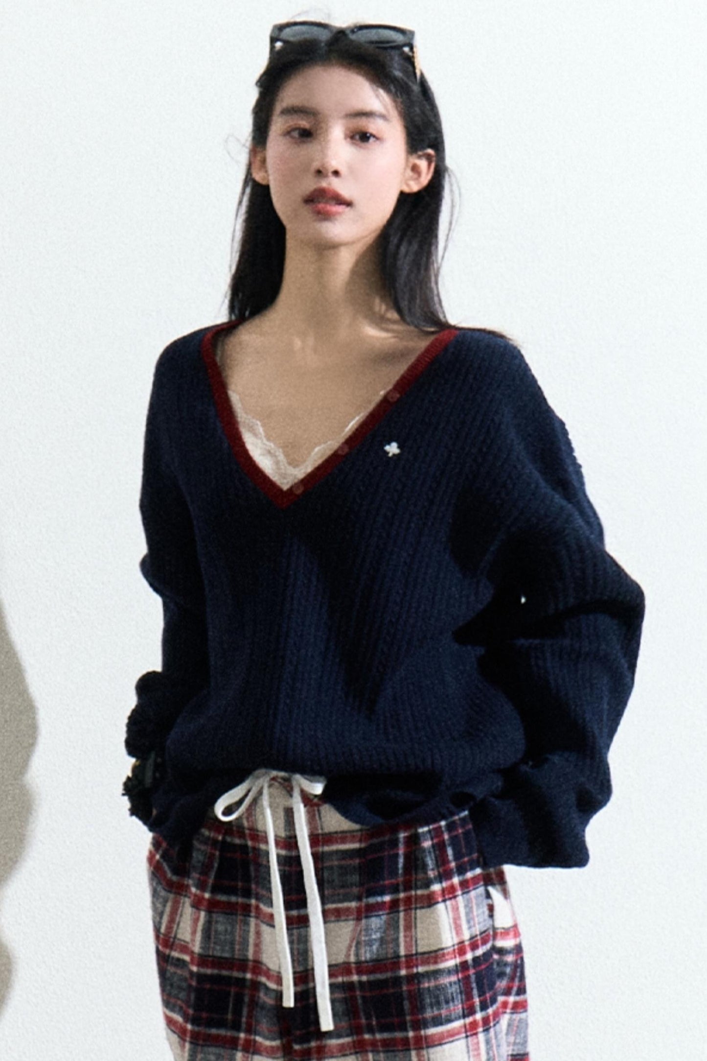 Casual Striped Wool Knit Top